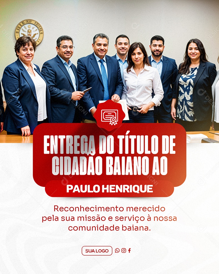 Entrega de Titulo ao Cidadão Social Media PSD Editável
