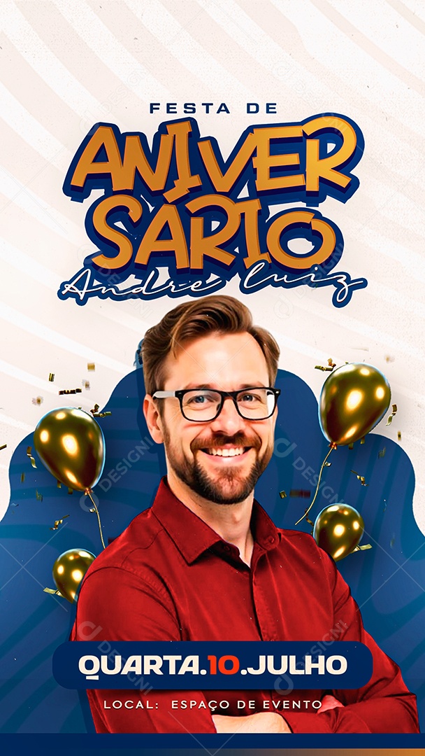 Story Festa de Aniversario André Luiz Social Media PSD Editável