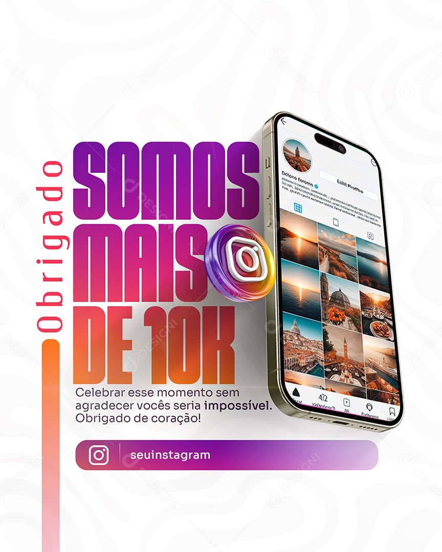 Obrigado Somos 10K de Seguidores Social Media PSD Editável