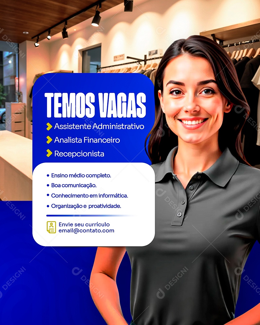 Temos Vagas Social Media PSD Editável