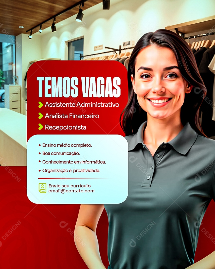 Temos Vagas Social Media PSD Editável