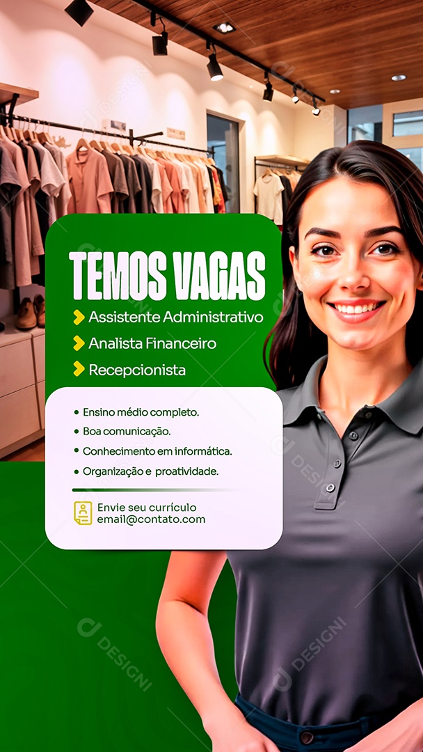 Story Temos Vagas Social Media PSD Editável