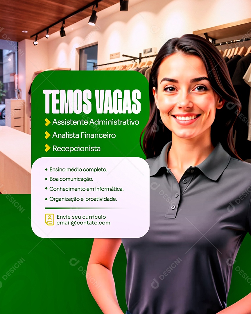 Temos Vagas Social Media PSD Editável