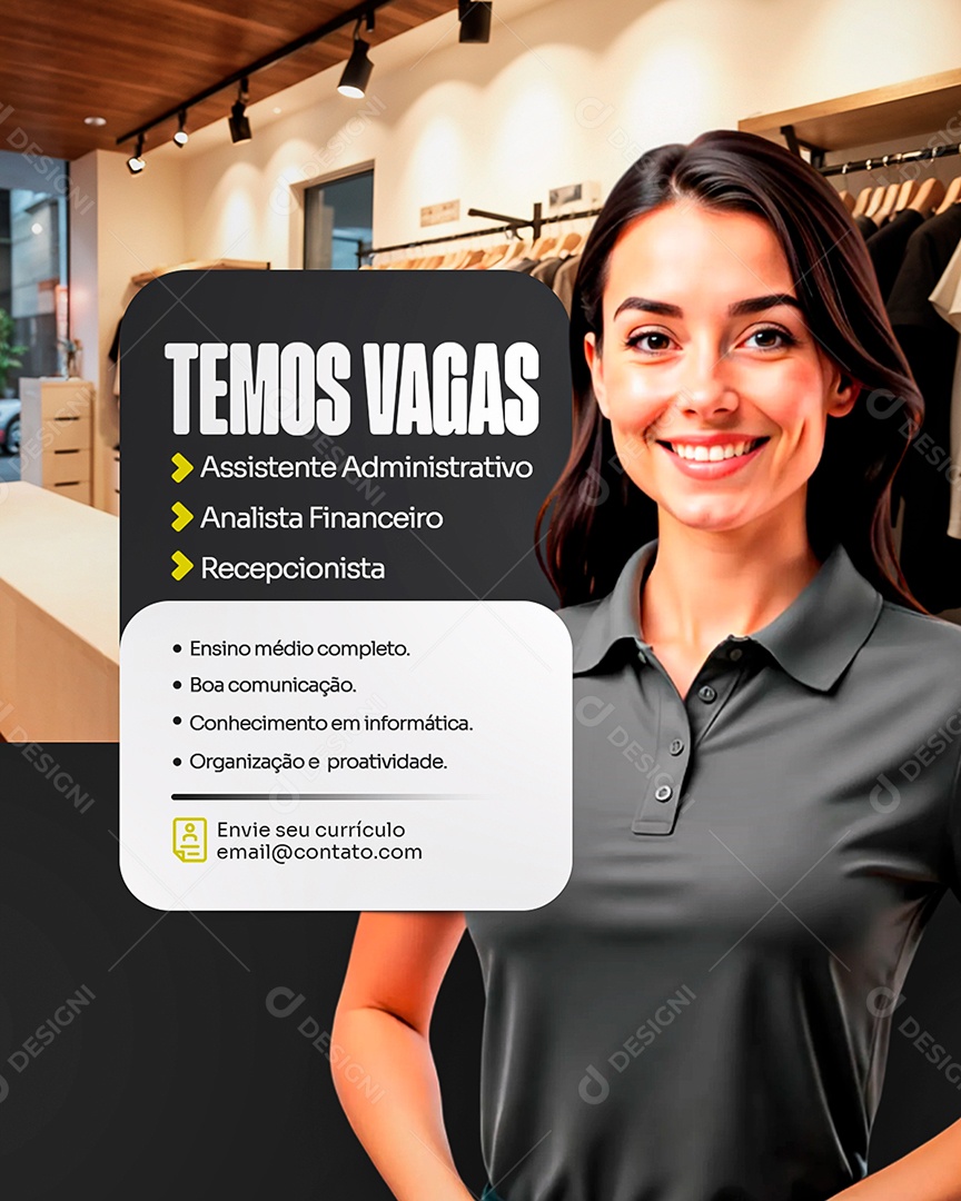 Temos Vagas Social Media PSD Editável