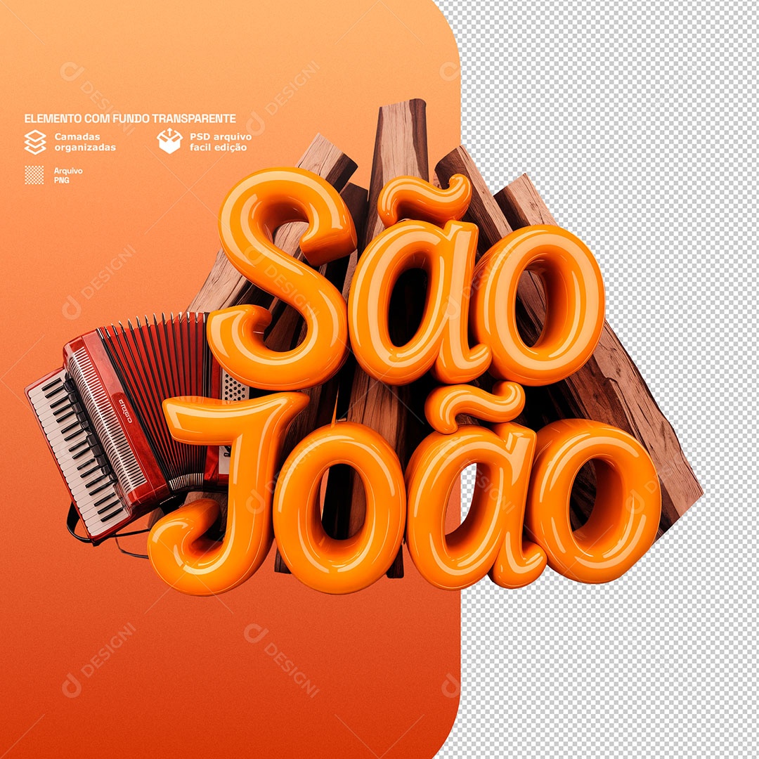 Selo 3D São João Para Composição PSD