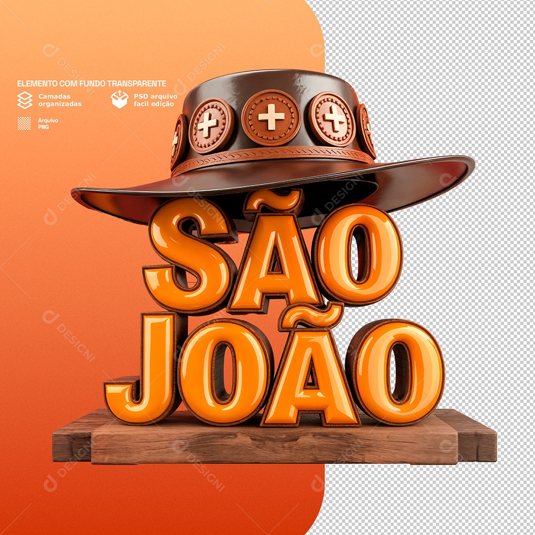 Selo 3D São João Para Composição PSD