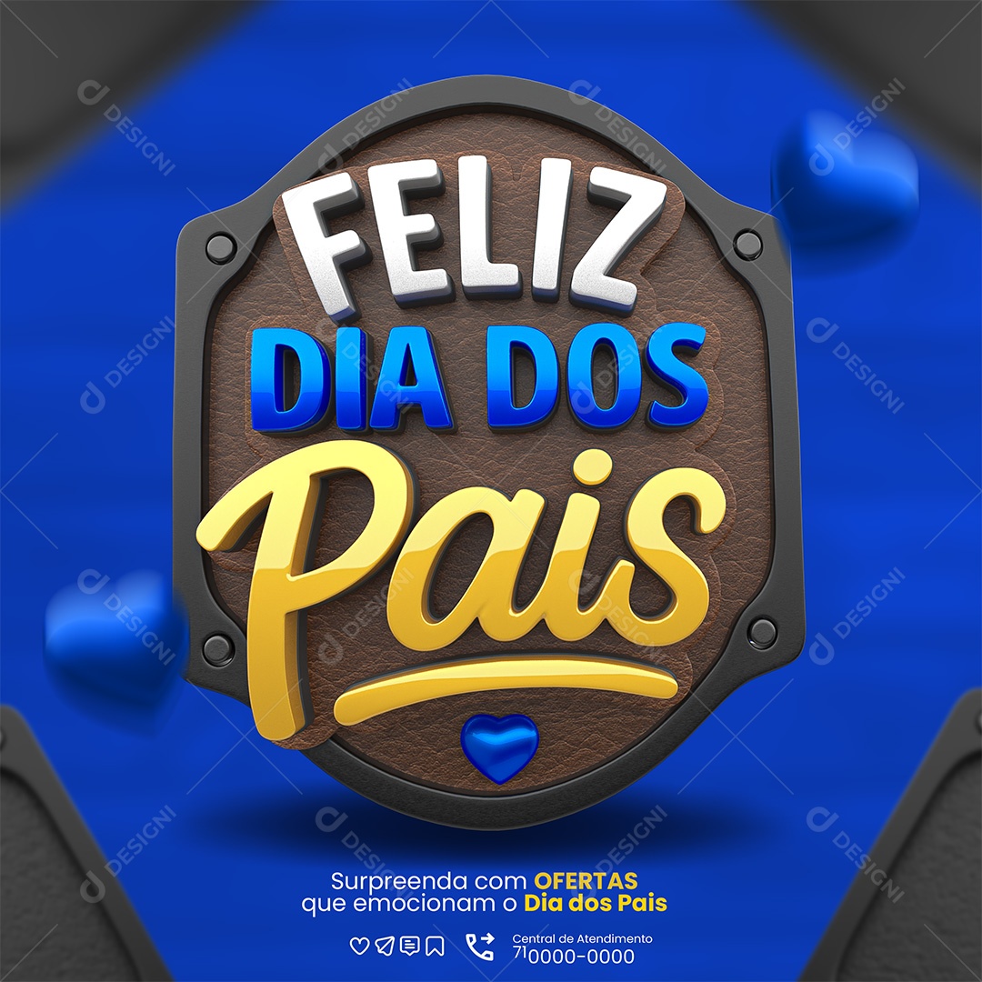 Feliz Dia Dos Pais Selo 3D Para Composição PSD