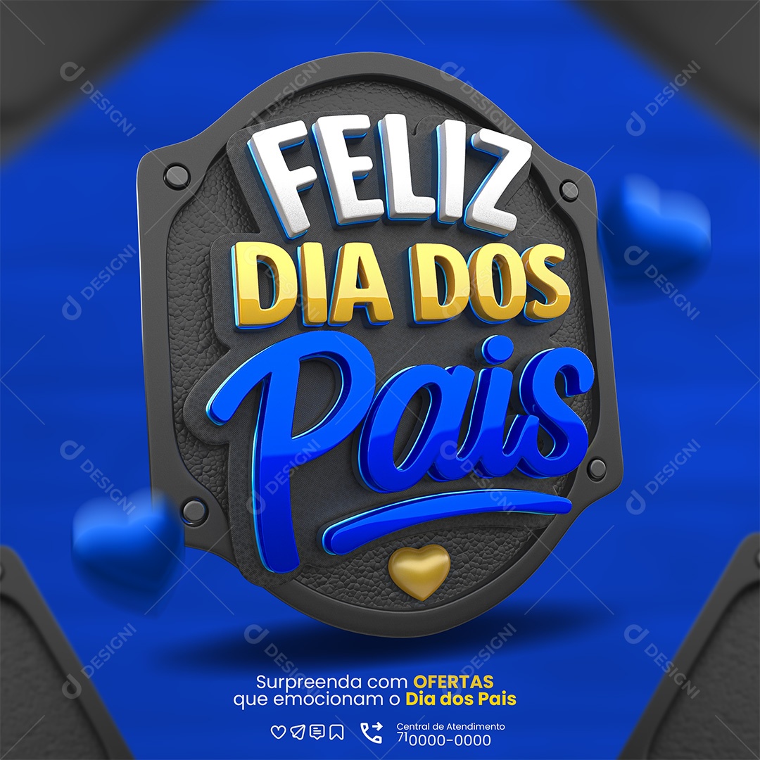 Feliz Dia Dos Pais Selo 3D Para Composição PSD