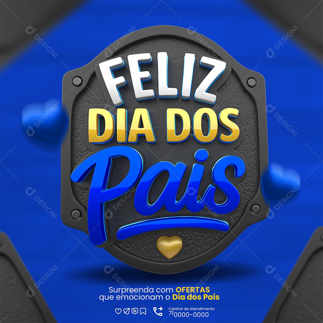 Feliz Dia Dos Pais Selo 3D Para Composição PSD