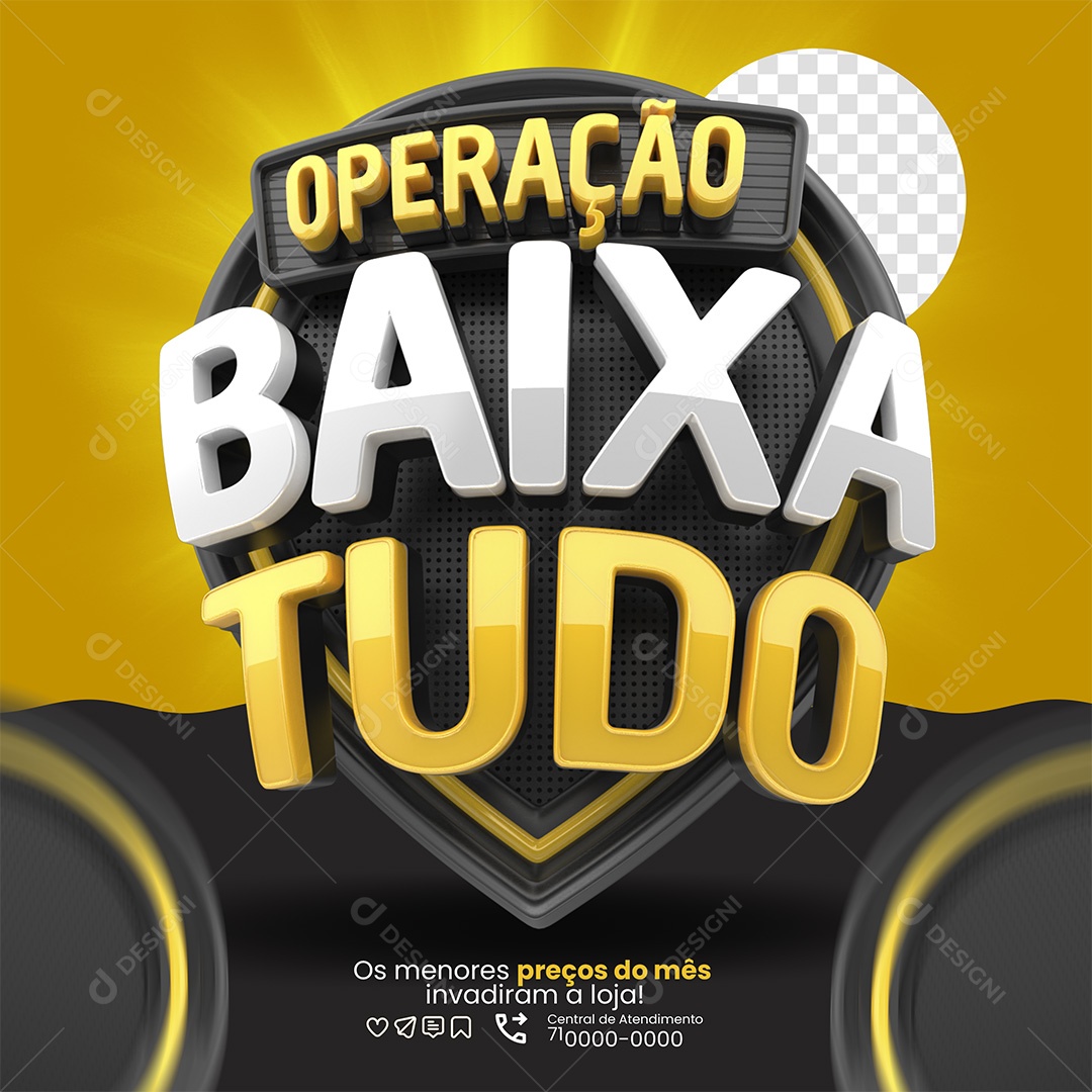 Operação Baixo Tudo Selo 3D Para Composição PSD