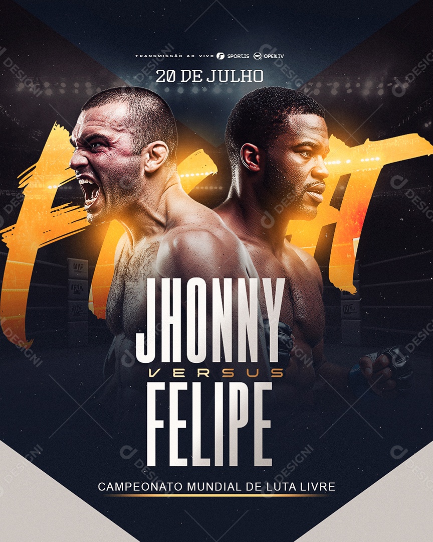 Campeonato Mundial De Luta Livre Jhonny Versus Felipe Social Media PSD Editável