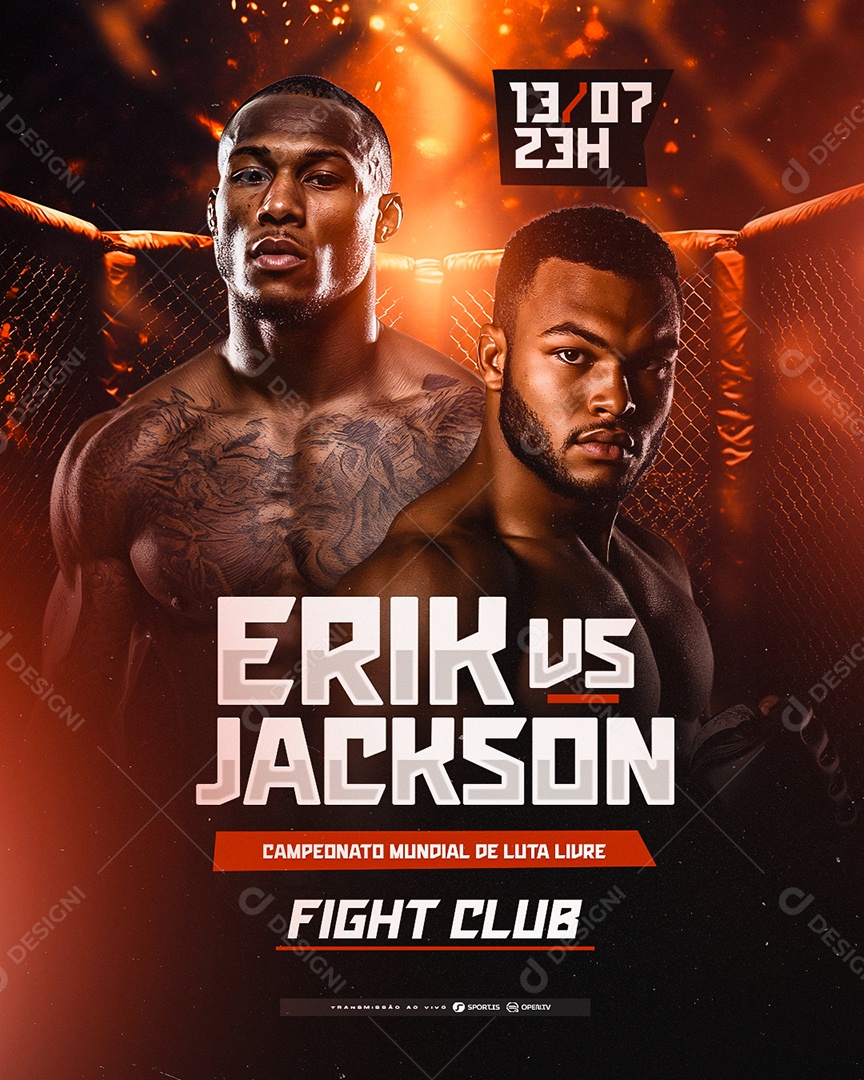 Campeonato Mundial De Luta Livre Erik VS Jackson Social Media PSD Editável