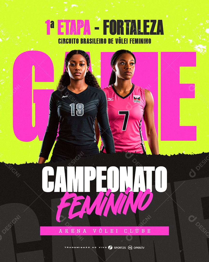 Campeonato Feminino Arena Vôlei Clube Social Media PSD Editável