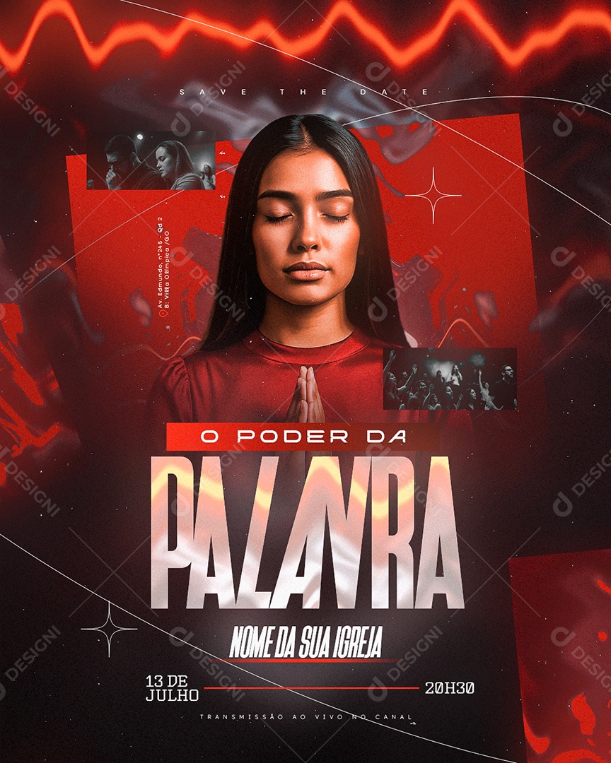 Flyer Gospel O Poder Da Palavra Social Media PSD Editável