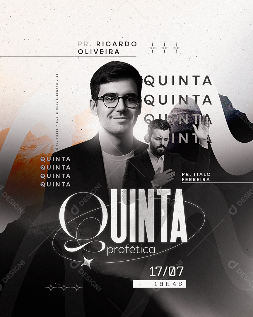 Flyer Gospel Quinta Profética Social Media PSD Editável