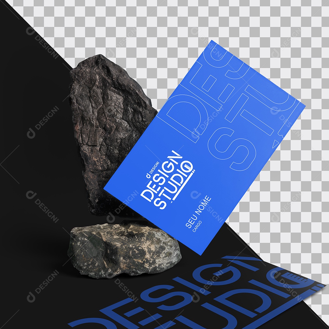 Mockup Papelaria Cartão De Visita Na Pedra PSD Editável