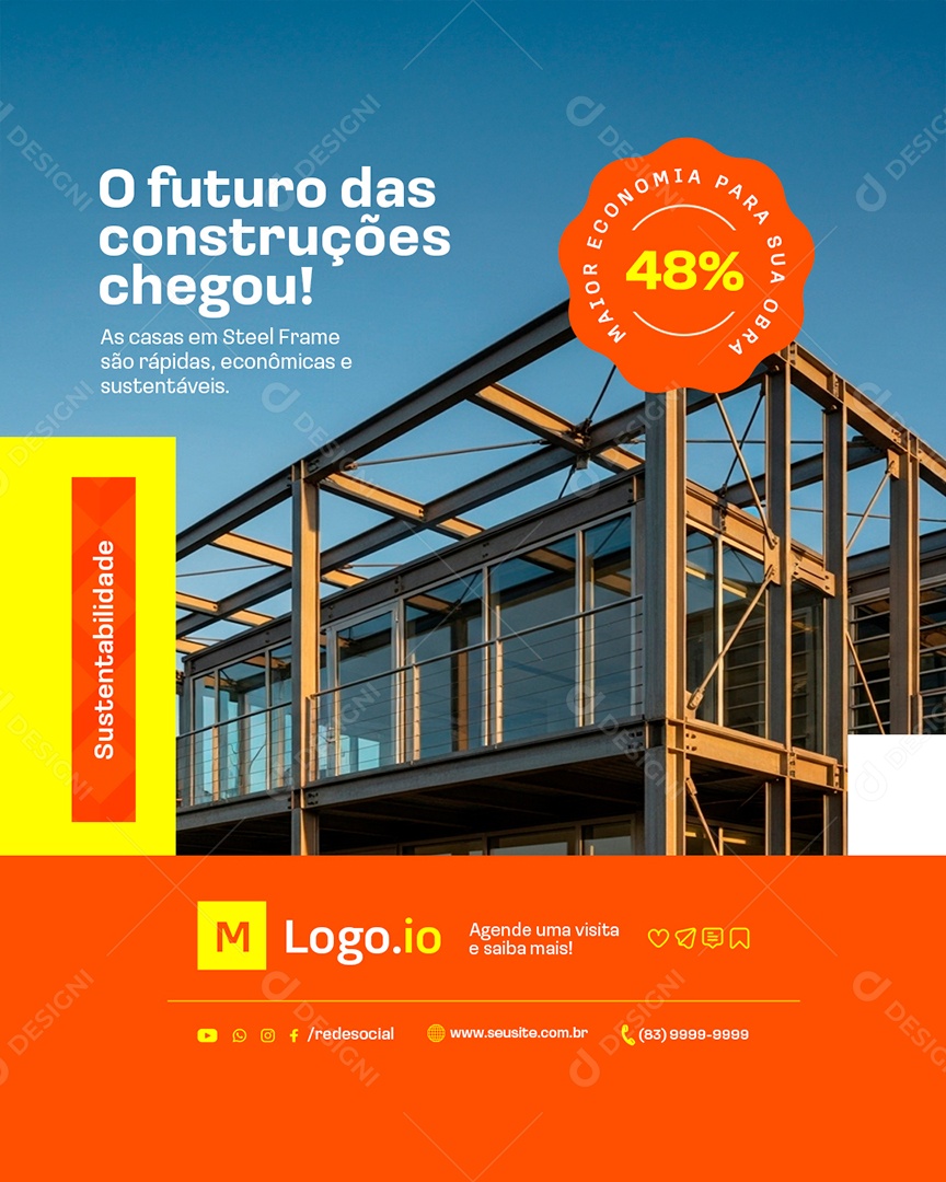 Construtora O Futuro das Construções Chegou Social Media PSD Editável