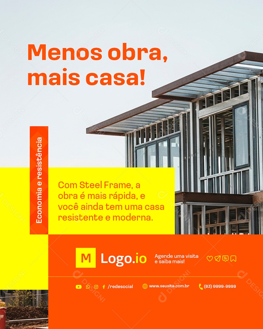 Construtora Menos Obra Mais Cada Social Media PSD Editável