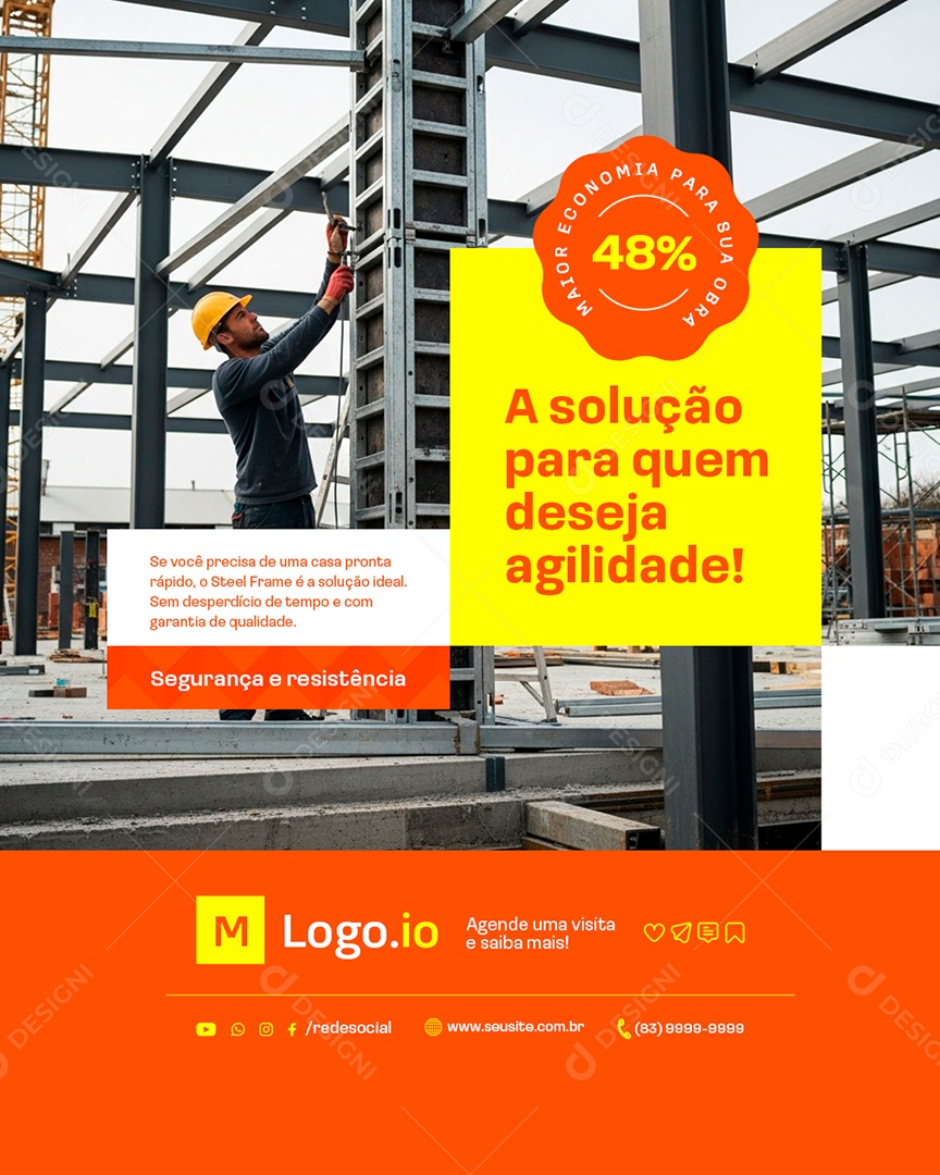 Construtora A Solução para Quem Deseja Agilidade Social Media PSD Editável