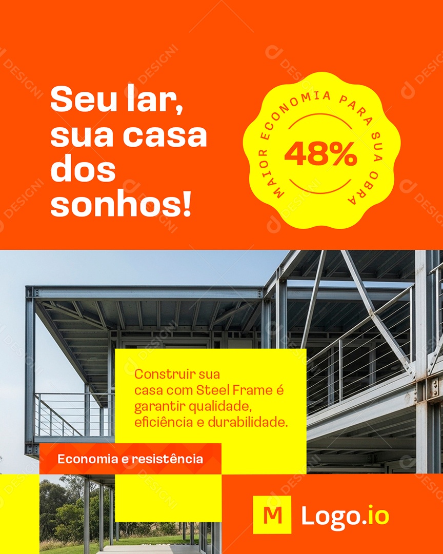 Construtora Seu Lar Sua Casa dos Sonhos Social Media PSD Editável