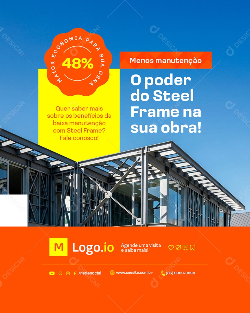 Construtora Economia Para Sua Obra Social Media PSD Editável