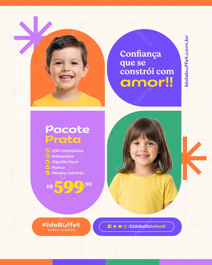 Buffet Infantil Pacote Prata Social Media PSD Editável