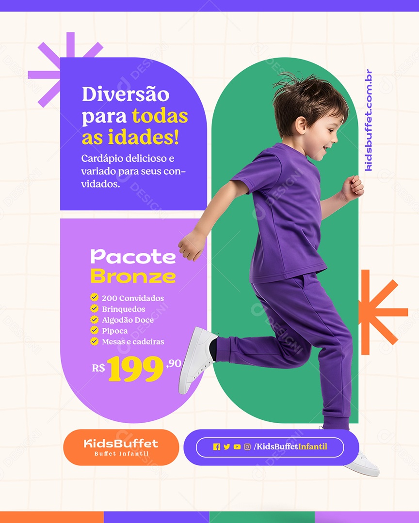 Buffet Infantil Diversão para Todas As Idades Social Media PSD Editável