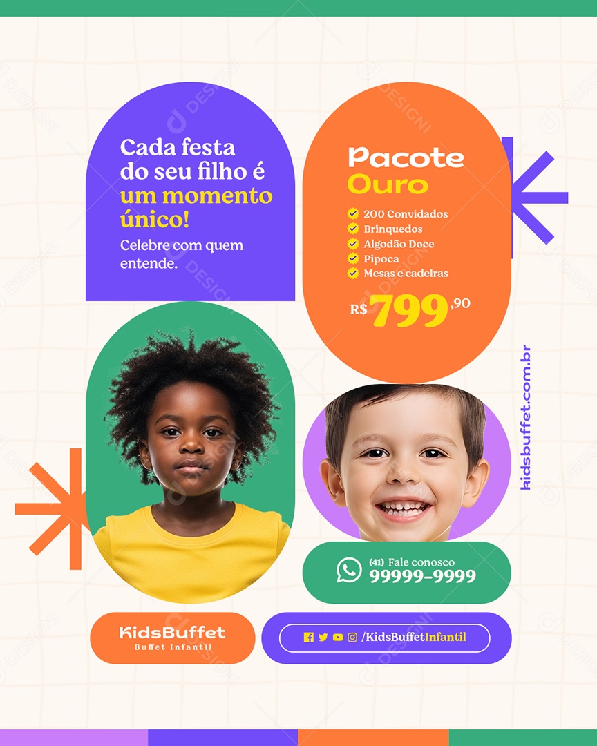 Buffet Infantil Pacote Ouro Social Media PSD Editável