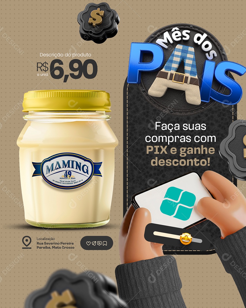 Mês dos Pais Supermercado Faça Suas Comrpas Social Media PSD Editável