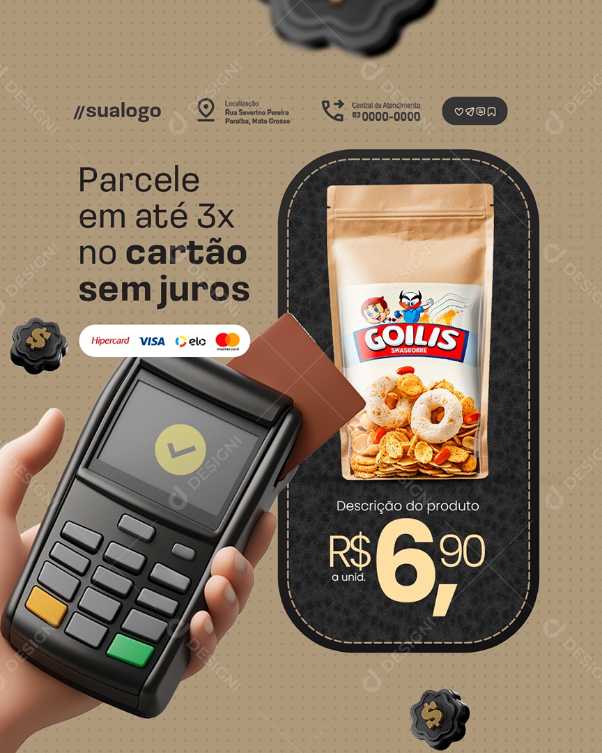 Mês dos Pais Supermercado Parcele em Até 3x Social Media PSD Editável