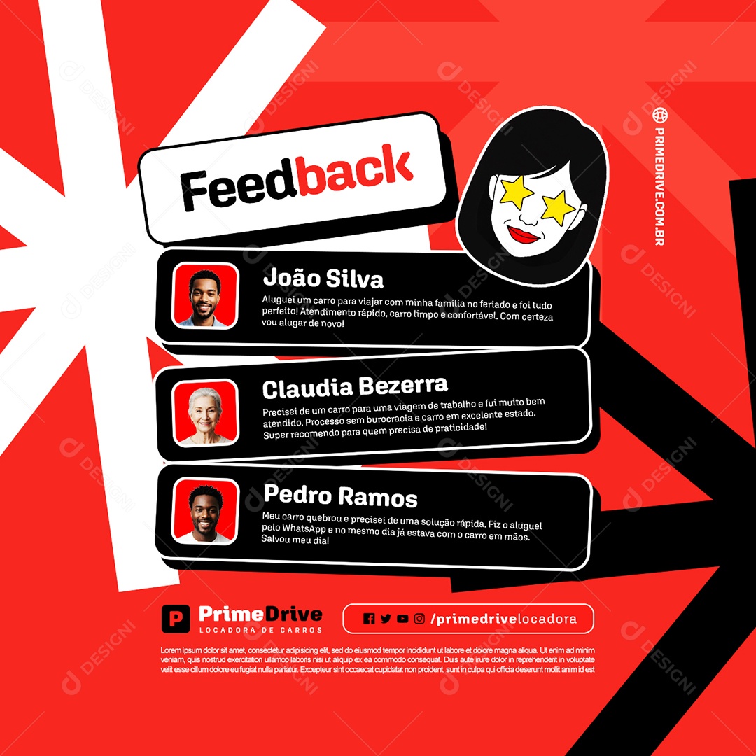 Locação De Carros Feedback Social Media PSD Editável