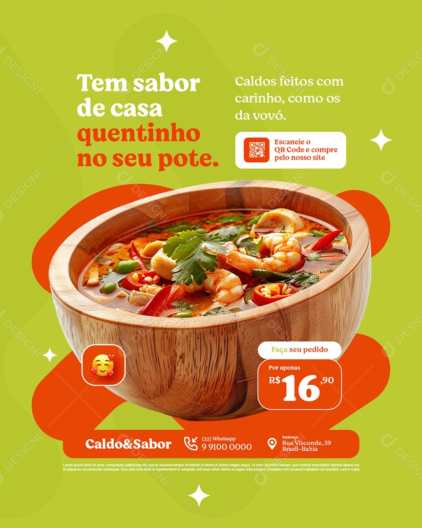 Caldo Quente Tem Sabor de Casa Quentinho Social Media PSD Editável