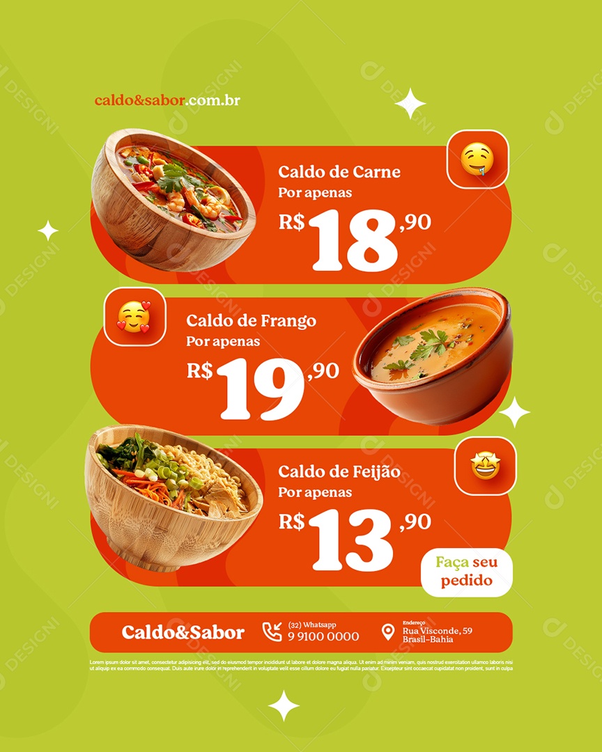 Caldo Quente Caldo de Carne Social Media PSD Editável