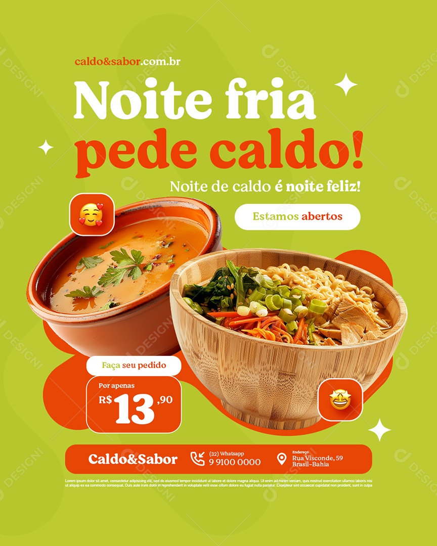 Caldo Quente Noite Fria Pede Caldo Social Media PSD Editável