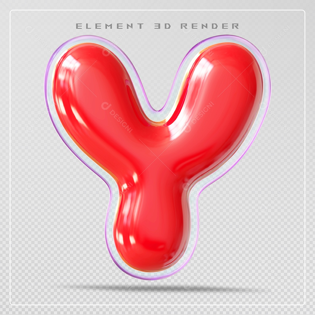 Elemento 3D Letra Y Vermelho Para Composição PSD