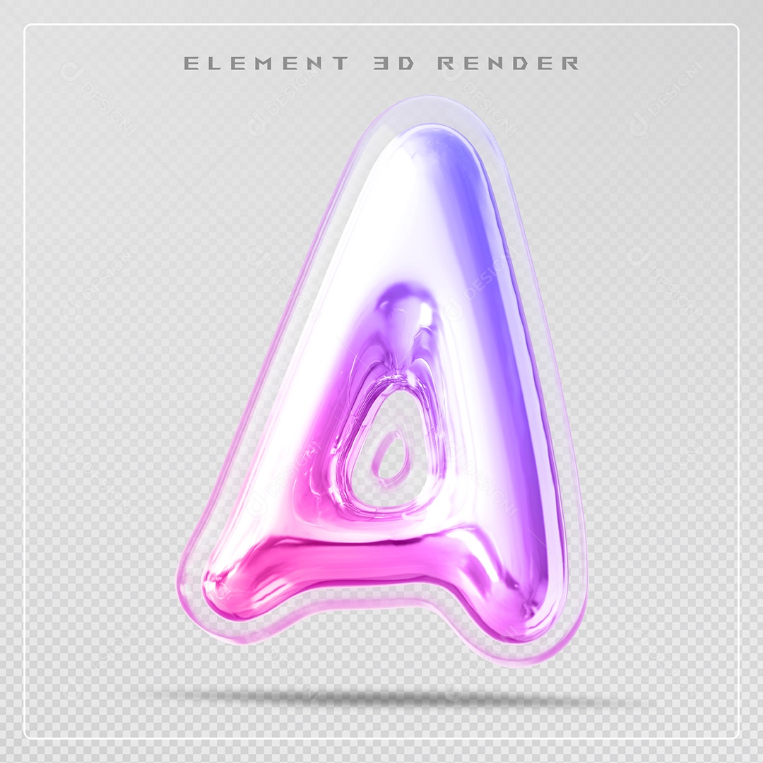 Elemento 3D Letra A Colorido Para Composição PSD