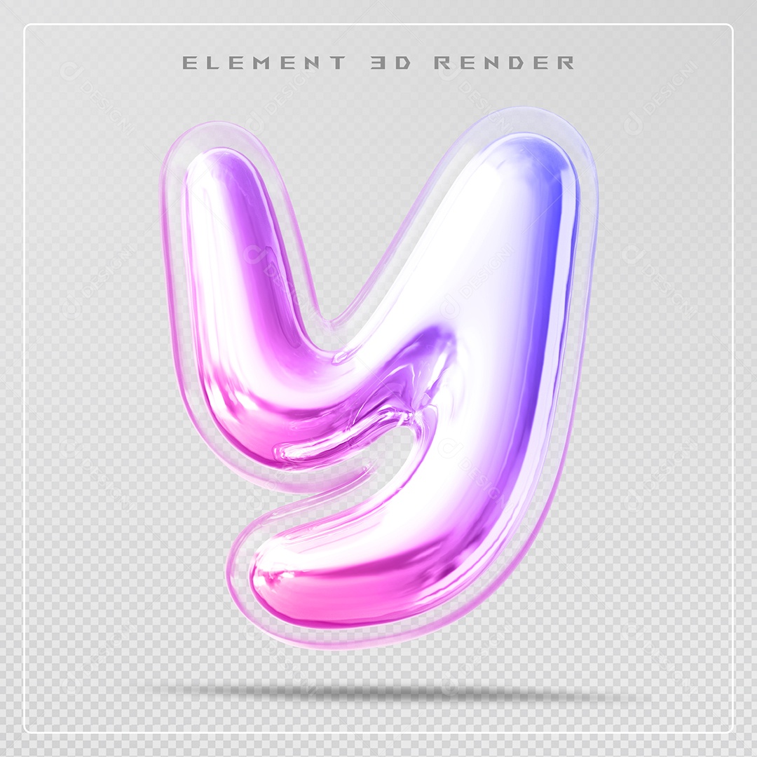 Elemento 3D Letra Y Colorido Para Composição PSD