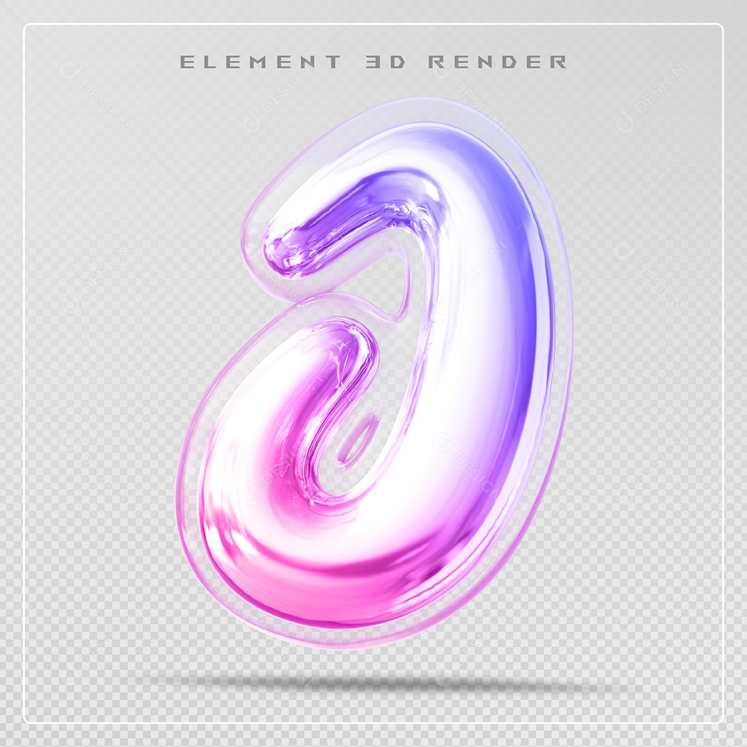 Elemento 3D Letra O Colorido Para Composição PSD