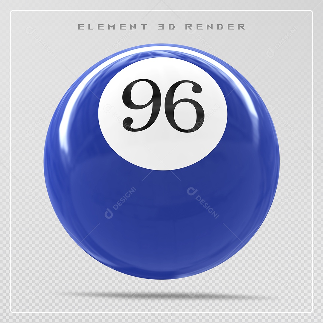 Bola de Bilhar Número 96 Azul Elemento 3D para Composição PSD