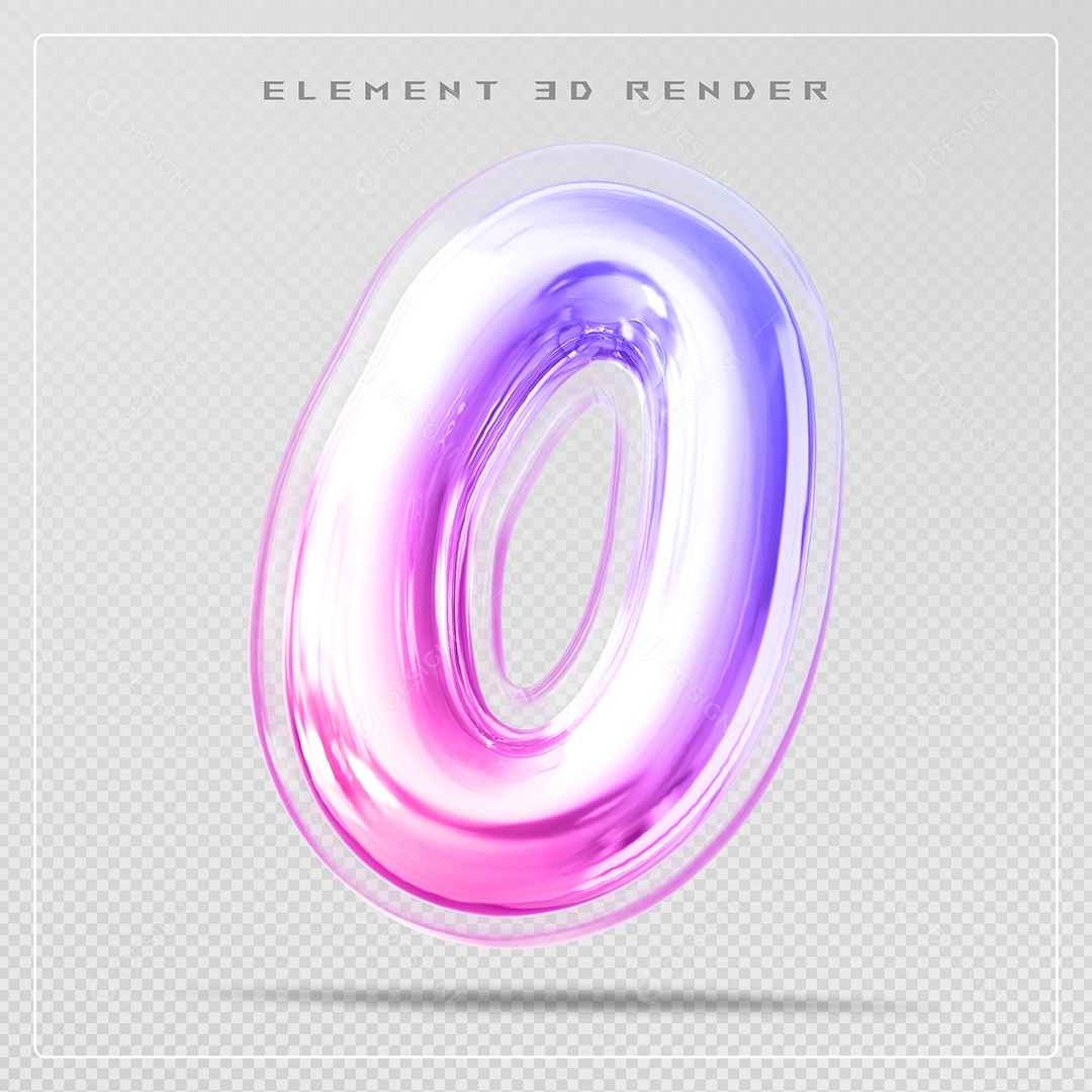 Elemento 3D Letra O Colorido Para Composição PSD