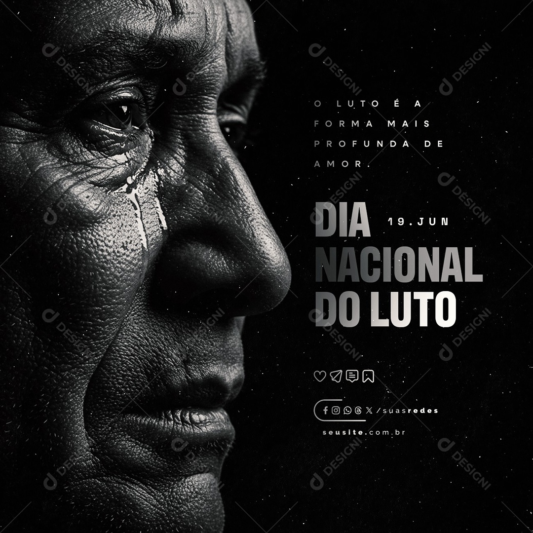 Dia Nacional Do Luto 19 De Junho Social Media PSD Editável