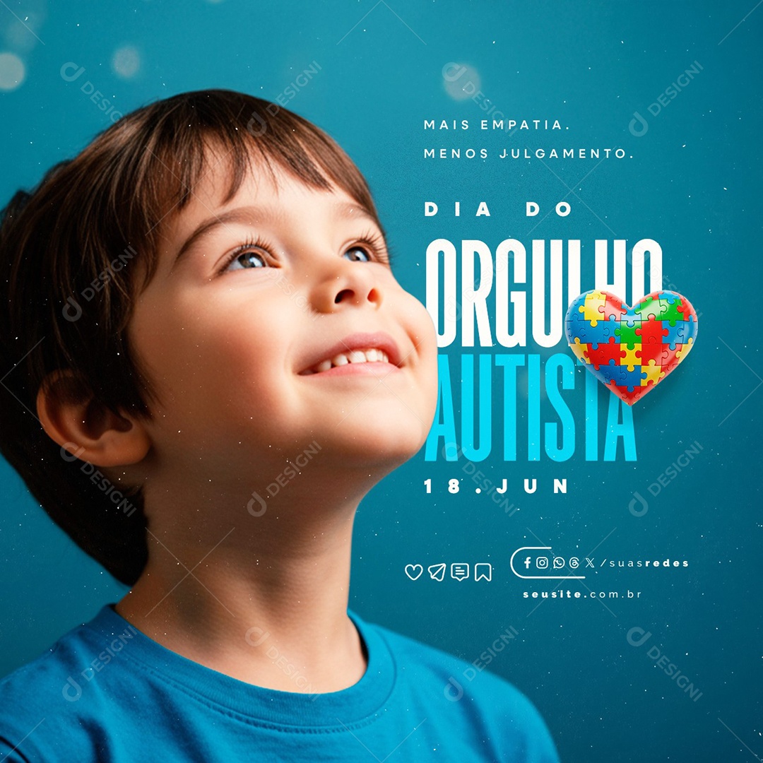 Dia Do Orgulho Autista 18 de Junho Social Media PSD Editável
