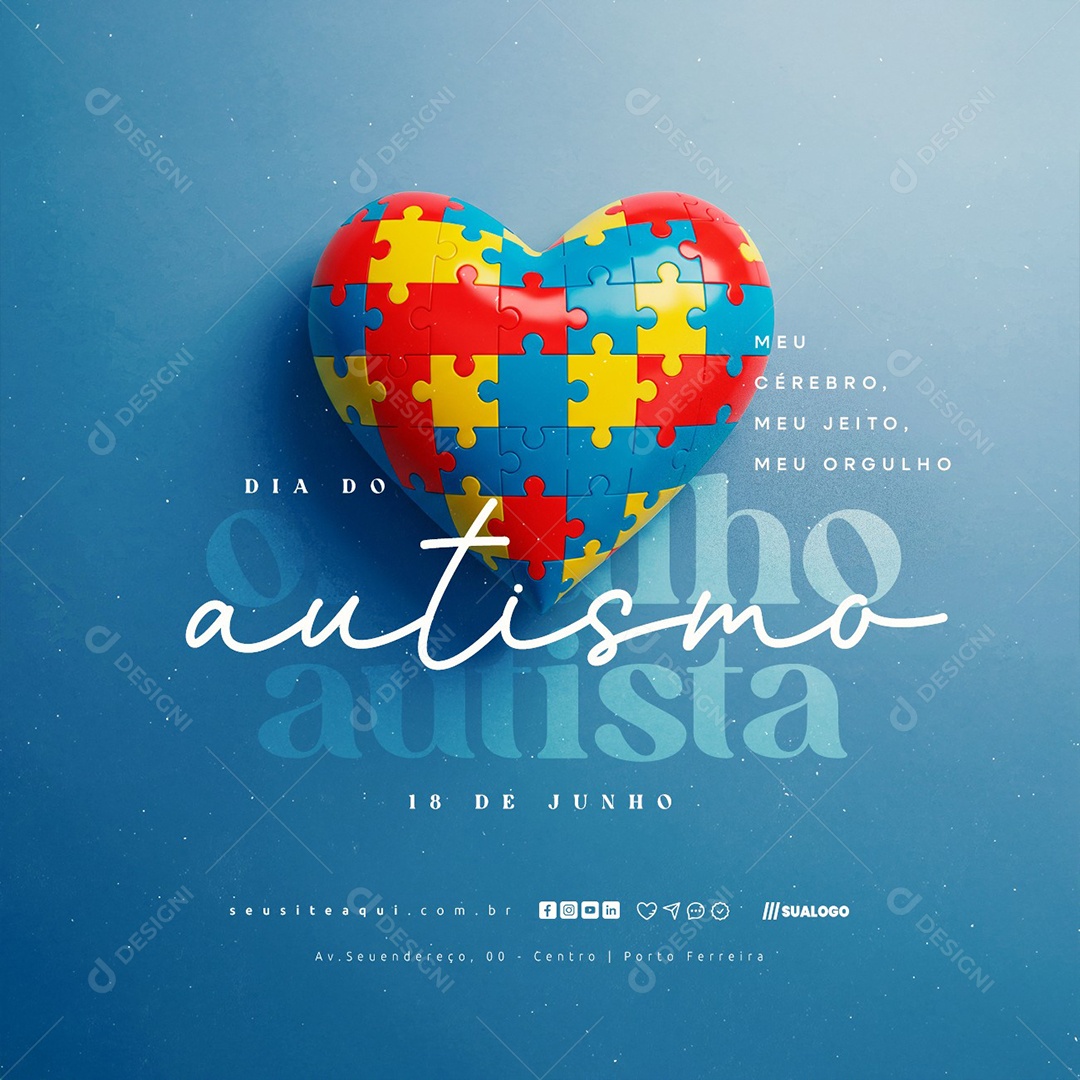 Dia do Orgulho Autista 18 de Junho Social Media PSD Editável