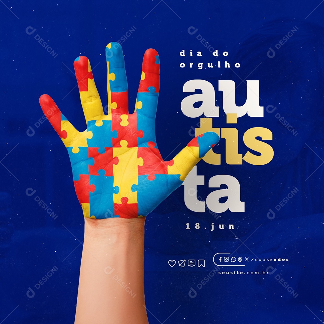 Dia Do Orgulho Autista 18 de Junho Social Media PSD Editável