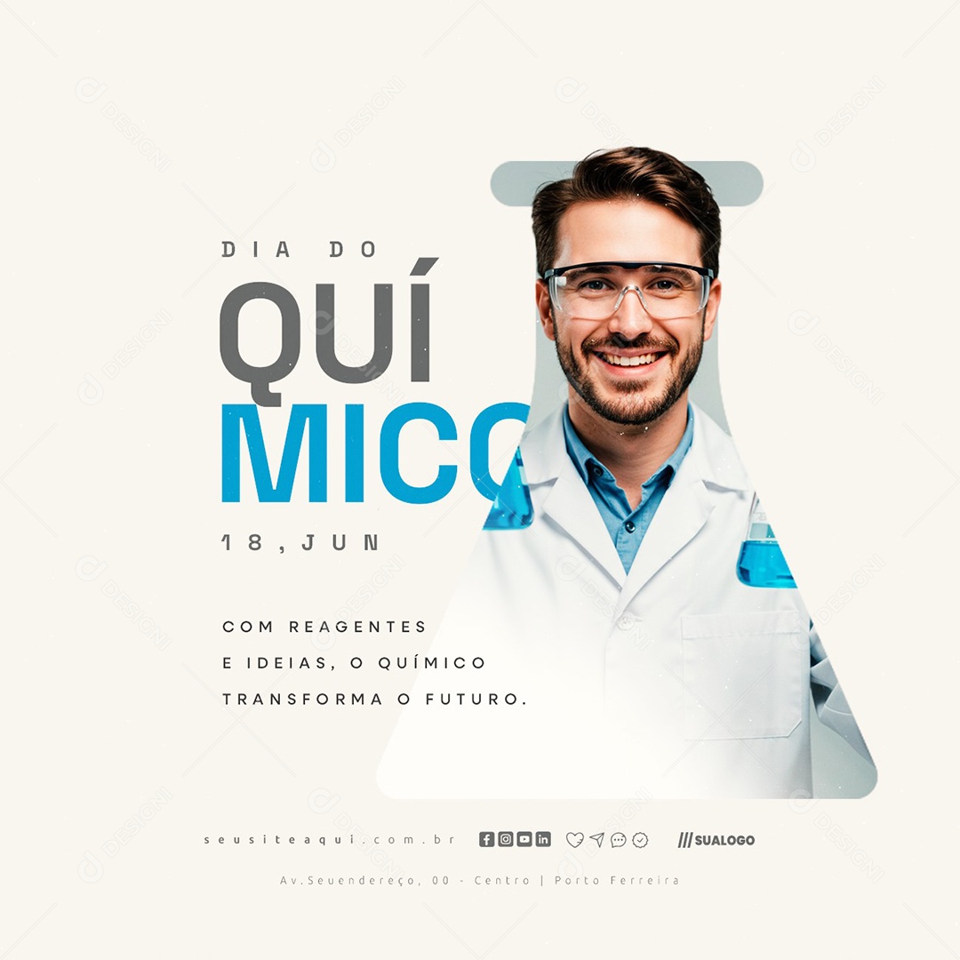 Dia Do Químico 18 De Junho Social Media PSD Editável
