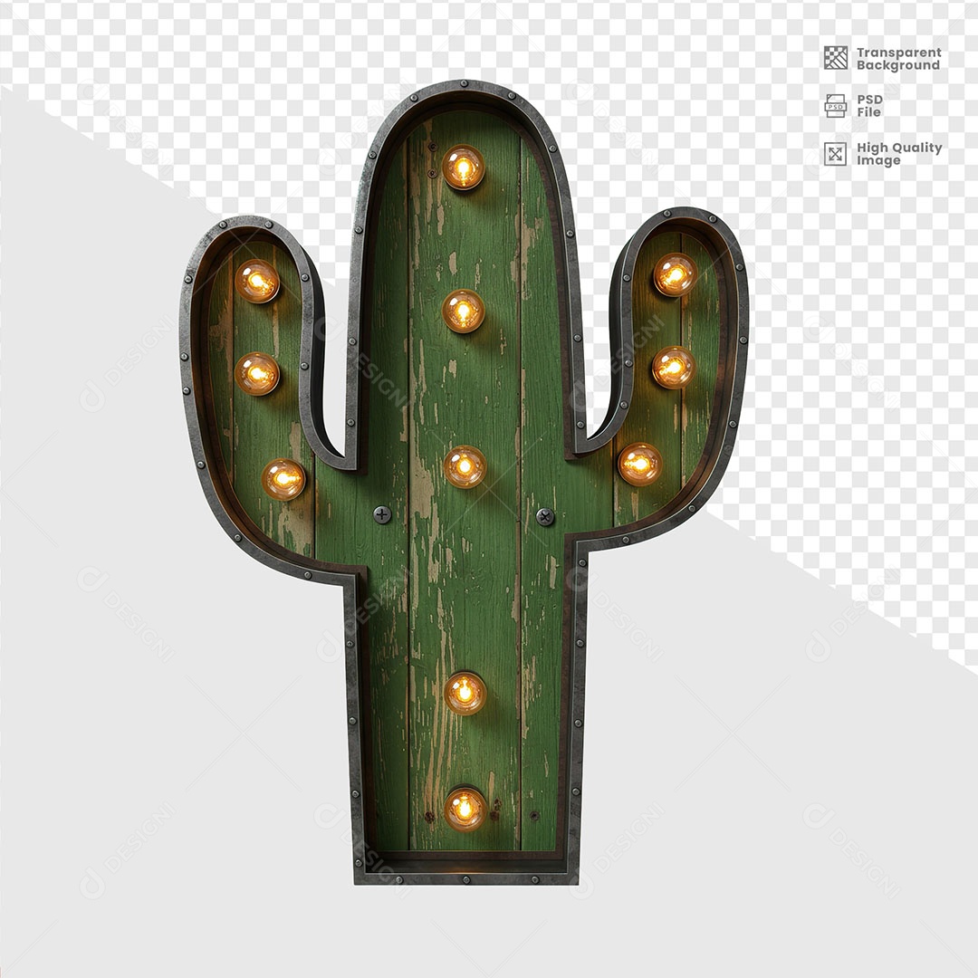 Elemento 3D Cacto De Madeira De São João Para Composição PSD