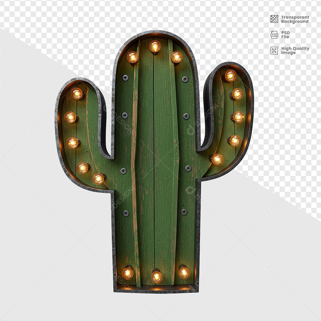Elemento 3D Cacto De Madeira De São João Para Composição PSD