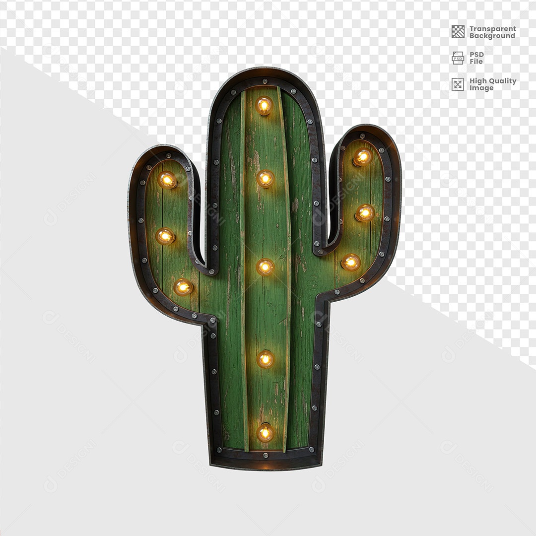 Elemento 3D Cacto De Madeira De São João Para Composição PSD
