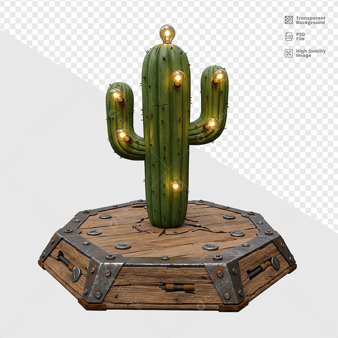 Elemento 3D Cacto De Madeira De São João Para Composição PSD