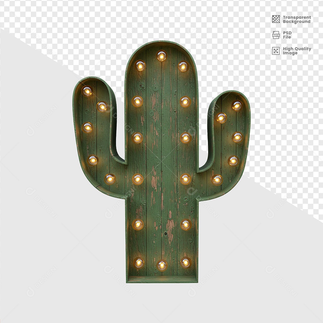 Elemento 3D Cacto De Madeira De São João Para Composição PSD